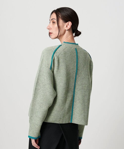 BEAUTY&YOUTH UNITED ARROWS（ビューティーアンドユースユナイテッドアローズ）の「ネップカラーライン クルーネック ニットプルオーバー（ニット/セーター・レディース・ダークグレー/ライム/オフホワイト・FREE）」の19枚目の写真