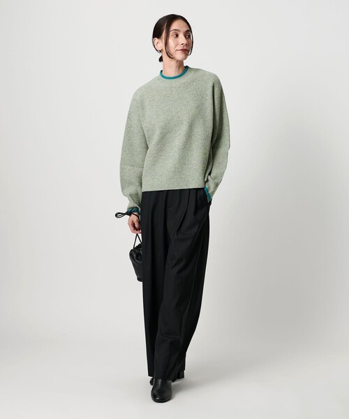 セール】ネップカラーライン クルーネック ニットプルオーバー（ニット