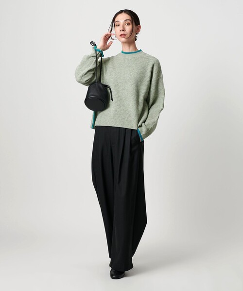 BEAUTY&YOUTH UNITED ARROWS（ビューティーアンドユースユナイテッドアローズ）の「ネップカラーライン クルーネック ニットプルオーバー（ニット/セーター・レディース・ダークグレー/ライム/オフホワイト・FREE）」の16枚目の写真