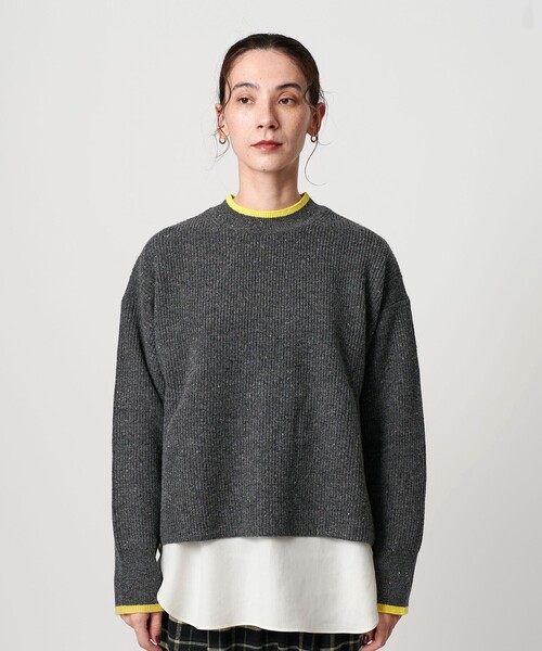 BEAUTY&YOUTH UNITED ARROWS（ビューティーアンドユースユナイテッドアローズ）の「ネップカラーライン クルーネック ニットプルオーバー（ニット/セーター・レディース・ダークグレー/ライム/オフホワイト・FREE）」の14枚目の写真
