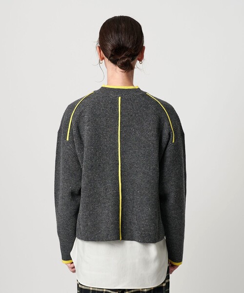 ネップカラーライン クルーネック ニットプルオーバー（ニット