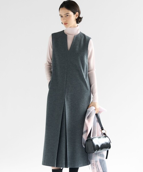 セール】ウールミルドジャージー ボックスタック ジャンパースカート