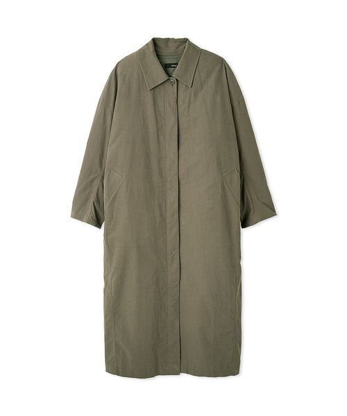 美品 45R 現行 モッズステンカラーコート 丸襟 カーキ コットン セール】ロングステンカラーコート（ステンカラーコート）｜styling