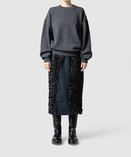 muller of yoshiokubo（ミュラーオブヨシオクボ）の「muller of yoshiokubo ミュラーオブヨシオクボ / FLOWY FRILLED SKIRT フローウィフリルドスカート / MLF25405（スカート・レディース・ブラック/レッド・36/38）」の4枚目の写真