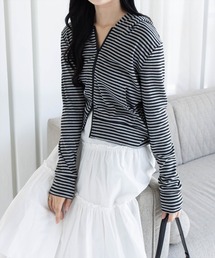 clear | ボーダー柄ダブルジップパーカー[カジュアル 着回し抜群 大人]≪AW新作≫(パーカー)