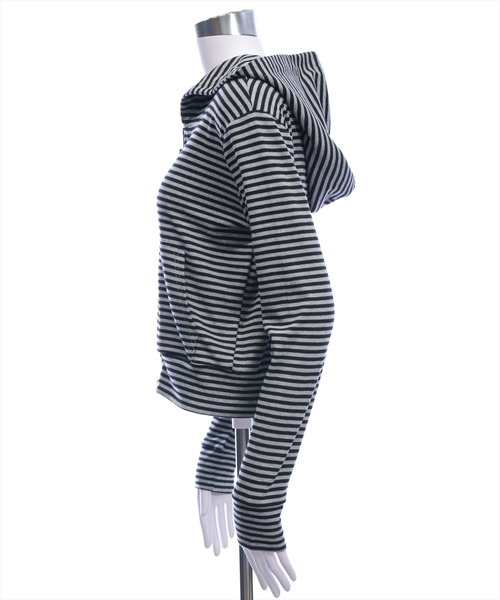 clear（クリア）の「ボーダー柄ダブルジップパーカー[カジュアル 着回し抜群 大人]（パーカー・レディース・ホワイト系その他/グレー系その他・F）」の9枚目の写真