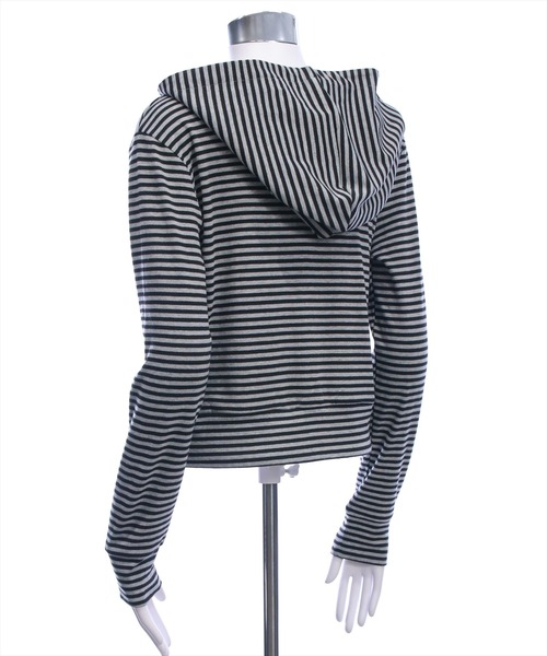 clear（クリア）の「ボーダー柄ダブルジップパーカー[カジュアル 着回し抜群 大人]（パーカー・レディース・ホワイト系その他/グレー系その他・F）」の10枚目の写真