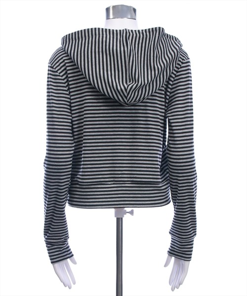 clear（クリア）の「ボーダー柄ダブルジップパーカー[カジュアル 着回し抜群 大人]（パーカー・レディース・ホワイト系その他/グレー系その他・F）」の11枚目の写真