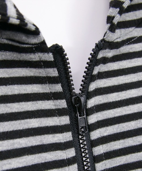 clear（クリア）の「ボーダー柄ダブルジップパーカー[カジュアル 着回し抜群 大人]（パーカー・レディース・ホワイト系その他/グレー系その他・F）」の16枚目の写真