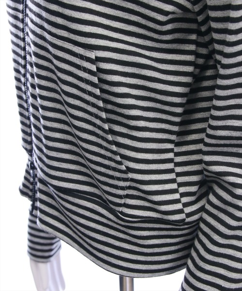 clear（クリア）の「ボーダー柄ダブルジップパーカー[カジュアル 着回し抜群 大人]（パーカー・レディース・ホワイト系その他/グレー系その他・F）」の13枚目の写真