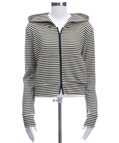 clear（クリア）の「ボーダー柄ダブルジップパーカー[カジュアル 着回し抜群 大人]（パーカー・レディース・ホワイト系その他/グレー系その他・F）」の18枚目の写真