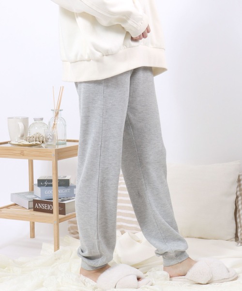 HANES(ヘインズ)の「Hanes(ヘインズ)ワッフルロングパンツ/サーマルジョガーパンツ イージーパンツ レディース(スウェットパンツ・レディース・グレー/ワイン/ネイビー・FREE)」の22枚目の写真