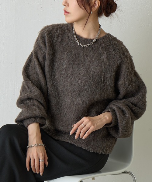 COLONY 2139（コロニートゥーワンスリーナイン）の「モヘアタッチニットプルオーバー（ニット/セーター・レディース・ネイビー/ライトグレー/ブラウン/ピンク/チャコールグレー/ブルー/ブラック・FREE）」の4枚目の写真