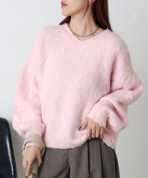 COLONY 2139（コロニートゥーワンスリーナイン）の「モヘアタッチニットプルオーバー（ニット/セーター・レディース・ネイビー/ライトグレー/ブラウン/ピンク/チャコールグレー/ブルー/ブラック・FREE）」の7枚目の写真