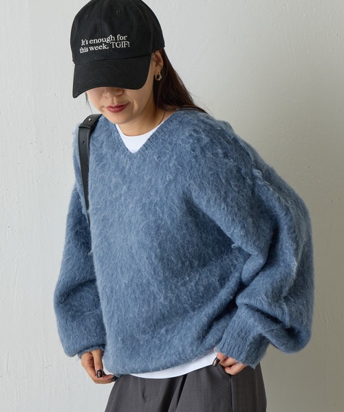 COLONY 2139（コロニートゥーワンスリーナイン）の「モヘアタッチニットプルオーバー（ニット/セーター・レディース・ネイビー/ライトグレー/ブラウン/ピンク/チャコールグレー/ブルー/ブラック・FREE）」の6枚目の写真