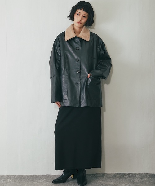 Soloist カバーオールジャケット　コート フェイクレザー2WAY襟ボアカバーオール（ライダースジャケット