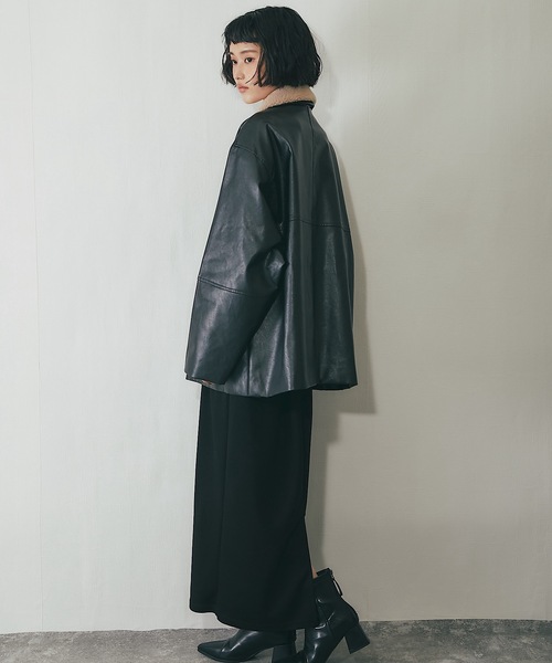 ANOTHER S（アナザーエス）の「フェイクレザー2WAY襟ボアカバーオール