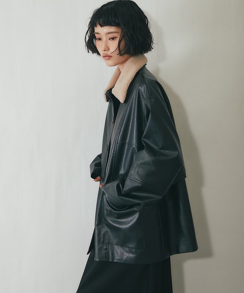 けな様おまとめ専用　Forever21 合皮ライダースボアジレ　S ファッションレター Fashion Letter フェイクレザー ダブル