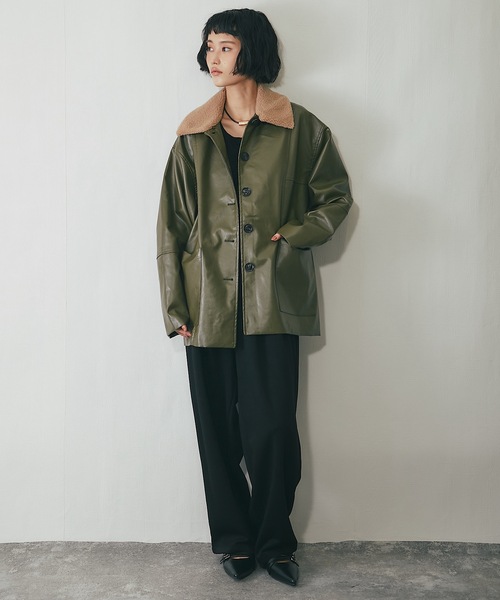 カバーオール　ダブルポケット　切り替え 限定展開 ビッグシルエット コーデュロイ切り替え ダックカバーオール