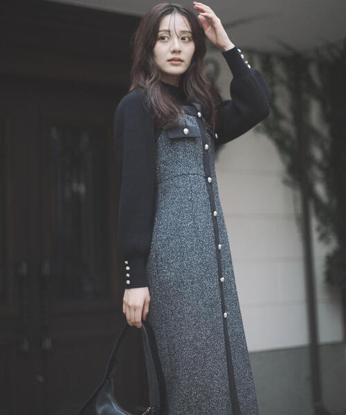 PROPORTION BODY DRESSING（プロポーションボディドレッシング）の「ツイードロングジャンスカ / 1215240005（ワンピース・レディース・ベージュ/ブラック・SMALL/P/S/MEDIUM）」の6枚目の写真