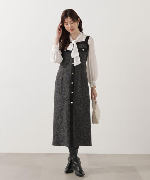 PROPORTION BODY DRESSING（プロポーションボディドレッシング）の「ツイードロングジャンスカ / 1215240005（ワンピース・レディース・ベージュ/ブラック・SMALL/P/S/MEDIUM）」の12枚目の写真