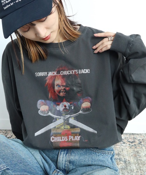 CORPUS TOKYO(コーパス トーキョー)の「ヴィンテージピグメント加工アソートデザイン ロングスリーブTシャツ(ユニバーサル・ワーナー)(Tシャツ/カットソー・メンズ・ブラック系/ブラック系2/ブラック系1・M/L/XL)」の2枚目の写真