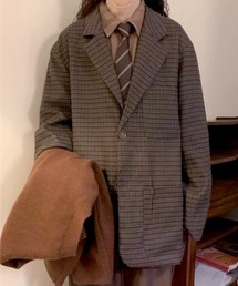 ユニセックスクラシック チェック柄テーラードジャケット