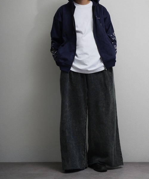 NILWAY（ニルウェイ）の「裏毛 2タック ワイドスラックス スウェット パンツ（スウェットパンツ・メンズ・グレー系/ブラック系/インディゴブルー・MEDIUM/LARGE/X-LARGE）」の4枚目の写真