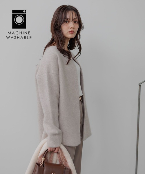 Andemiu(アンデミュウ)の「【洗える】CNラクーンコンミドルカーディガン491271(カーディガン/ボレロ・レディース・ブラック/グレー/ベージュ・FREE)」の3枚目の写真