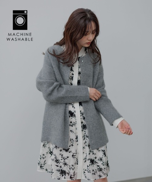 Andemiu(アンデミュウ)の「【洗える】CNラクーンコンミドルカーディガン491271(カーディガン/ボレロ・レディース・ブラック/グレー/ベージュ・FREE)」の2枚目の写真