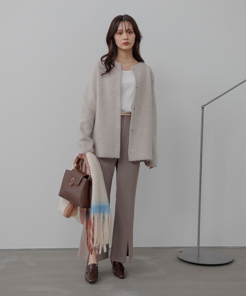 Andemiu(アンデミュウ)の「【洗える】CNラクーンコンミドルカーディガン491271(カーディガン/ボレロ・レディース・ブラック/グレー/ベージュ・FREE)」の4枚目の写真