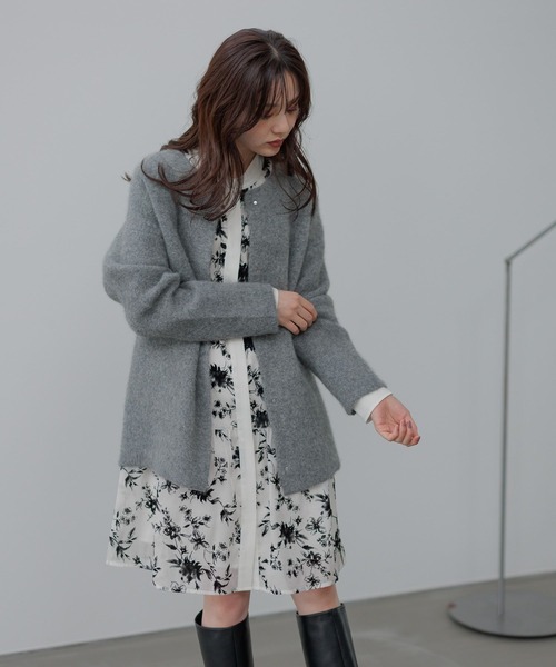Andemiu(アンデミュウ)の「【洗える】CNラクーンコンミドルカーディガン491271(カーディガン/ボレロ・レディース・ブラック/グレー/ベージュ・FREE)」の9枚目の写真
