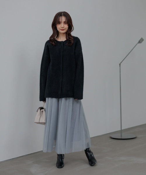 Andemiu(アンデミュウ)の「【洗える】CNラクーンコンミドルカーディガン491271(カーディガン/ボレロ・レディース・ブラック/グレー/ベージュ・FREE)」の12枚目の写真