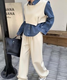 異素材切り替えデニムセットアップ