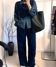 異素材切り替えデニムセットアップ