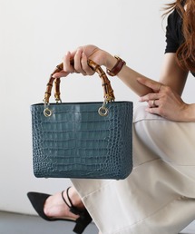 mieno（ミエノ）の「[mieno]クロコダイル 型押しハンドバッグ バンブーハンドル（ハンドバッグ・レディース）」
