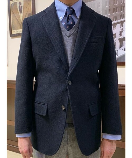 BROOKS BROTHERS(ブルックスブラザーズ)の「ハリスツイード ヘリンボーン 段返り3釦サックジャケット Traditional(テーラードジャケット・メンズ・ネイビー・38SHT/39SHT/40SHT/42SHT)」の1枚目の写真