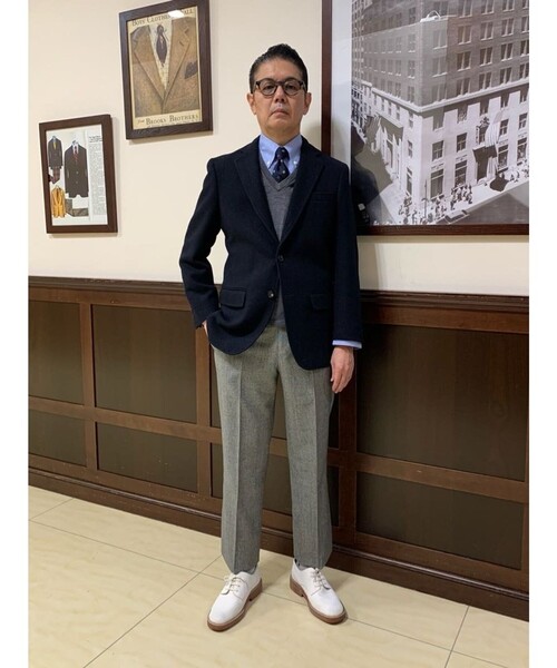 BROOKS BROTHERS(ブルックスブラザーズ)の「ハリスツイード ヘリンボーン 段返り3釦サックジャケット Traditional(テーラードジャケット・メンズ・ネイビー・38SHT/39SHT/40SHT/42SHT)」の8枚目の写真