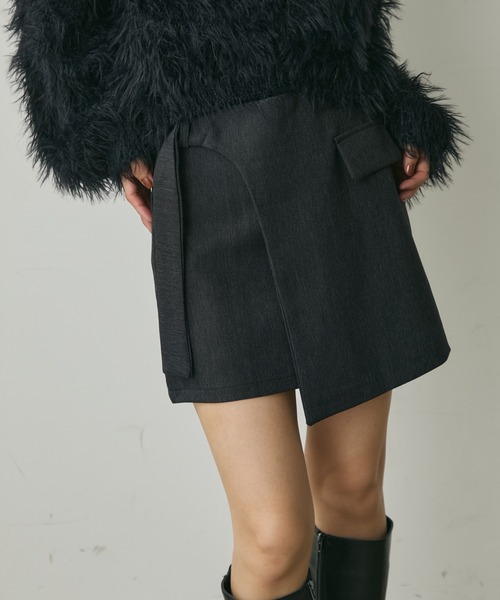 Lunea（ルネア）の「ラップデザインミニスカパン（スカート・レディース・ブラウン/ブラック・S/M/L）」の3枚目の写真