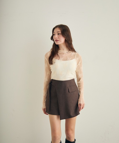 Lunea（ルネア）の「ラップデザインミニスカパン（スカート・レディース・ブラウン/ブラック・S/M/L）」の7枚目の写真