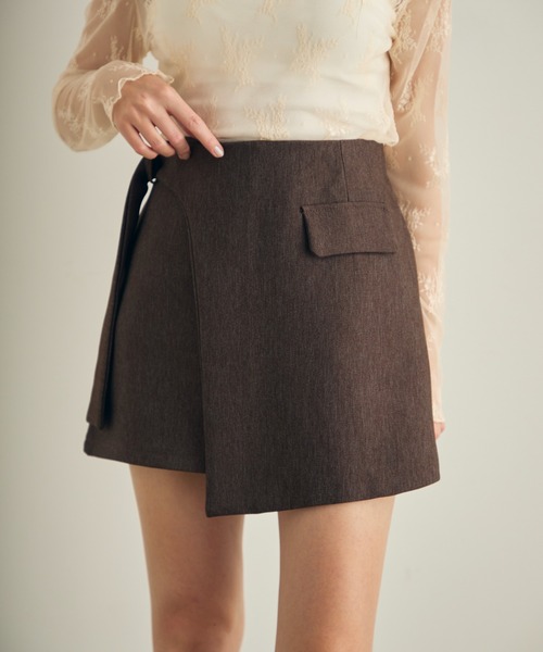 Lunea（ルネア）の「ラップデザインミニスカパン（スカート・レディース・ブラウン/ブラック・S/M/L）」の12枚目の写真