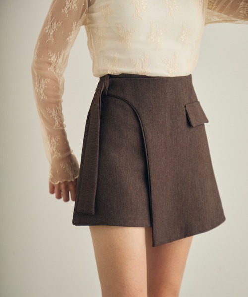 Lunea（ルネア）の「ラップデザインミニスカパン（スカート・レディース・ブラウン/ブラック・S/M/L）」の14枚目の写真