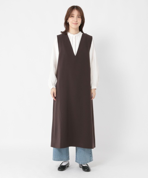 studio CLIP（スタディオクリップ）の「キレイ見えVネックワンピース《オケージョン2025AW》（ワンピース・レディース・ブラック/ブラウン・FREE）」の12枚目の写真