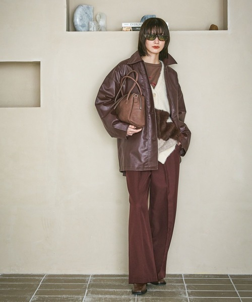 セール】フェイクレザーカーコート / 572693（ステンカラーコート