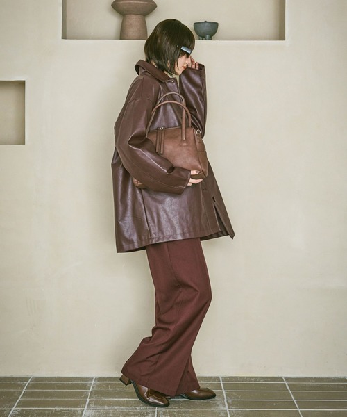 セール】フェイクレザーカーコート / 572693（ステンカラーコート