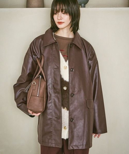 niko and... レザーコート　カラー完売品 セール】フェイクレザーカーコート / 572693（ステンカラーコート