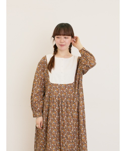 Samansa Mos2（サマンサ モスモス）の「【WEB限定】胸元配色花柄ワンピース（ワンピース・レディース・ミント/ブラウン/チャコールグレー・F）」の15枚目の写真