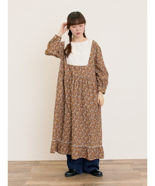 Samansa Mos2（サマンサ モスモス）の「【WEB限定】胸元配色花柄ワンピース（ワンピース・レディース・ミント/ブラウン/チャコールグレー・F）」の16枚目の写真