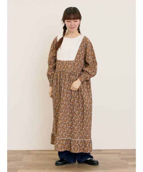 Samansa Mos2（サマンサ モスモス）の「【WEB限定】胸元配色花柄ワンピース（ワンピース・レディース・ミント/ブラウン/チャコールグレー・F）」の18枚目の写真