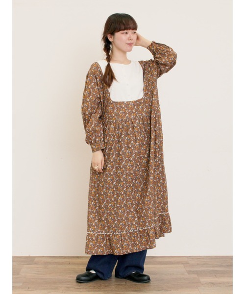 Samansa Mos2（サマンサ モスモス）の「【WEB限定】胸元配色花柄ワンピース（ワンピース・レディース・ミント/ブラウン/チャコールグレー・F）」の19枚目の写真